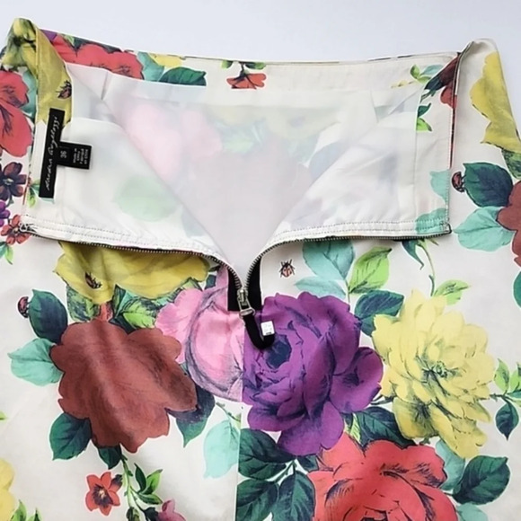 Sandra Angelozzi Women's Silk Cotton Blend Floral Print Mult Skirt Lined Size 36 - Picture 9 of 15